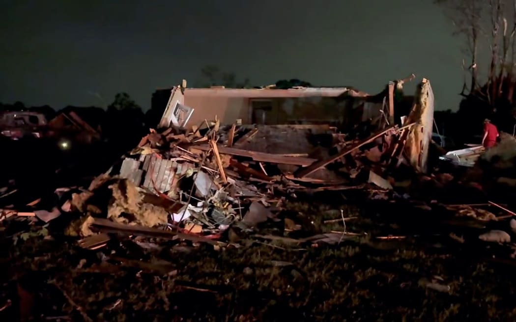 Extensive damage in the Sunshine Hills area of Laurel County, Kentucky, in the early hours of Saturday, following a possible tornado.