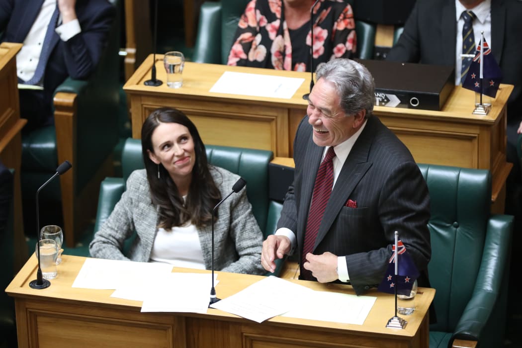 Prime Minister Jacinda Ardern (left) and Deputy Prime Minister Winston Peters (right) in the House. March 27 2018