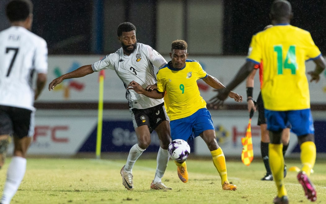 Solomon Islands Bobby Leslie during the FIFA World Cup 2026 - OFC Qualifiers, Round 2, Solomon Islands v Fiji. HFC Bank Stadium, Suva, Thursday 10 October 2024. Photo: Kirk Corrie / www.phototek.nz