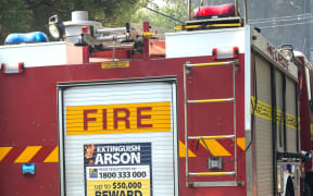 A generic shot of a fire engine near the scene of a bushfire in Perth.