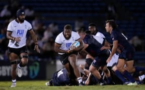 TOKYO, JAPAN - SEPTEMBER 14: Tevita Ikanivere of Fiji makes a break during the World Rugby Pacific Nations Cup Semi-Final between Fiji and United States at Prince Chichibu Memorial Stadium on September 14, 2024 in Tokyo, Japan. (Photo by Toru Hanai - World Rugby/World Rugby via Getty Images)
