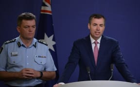 Australian justice minister Michael Keenan (at right) and Australian Federal Police Commissioner Andrew Colvin.