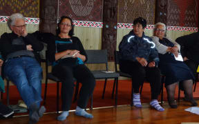 GNS Science palaeoclimate scientist Richard Levy is sharing the stories of the rocks he has brought to the marae to explain how geologists glean information from them.