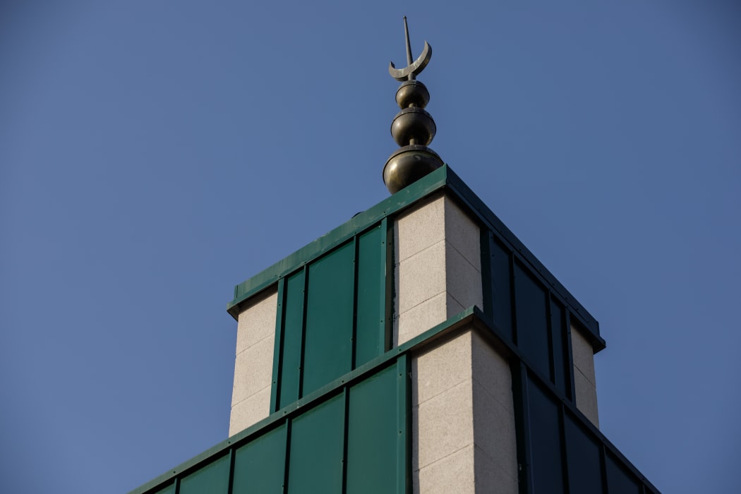 The minaret on top of Maryam Mosque in the city of Caen northwestern France.