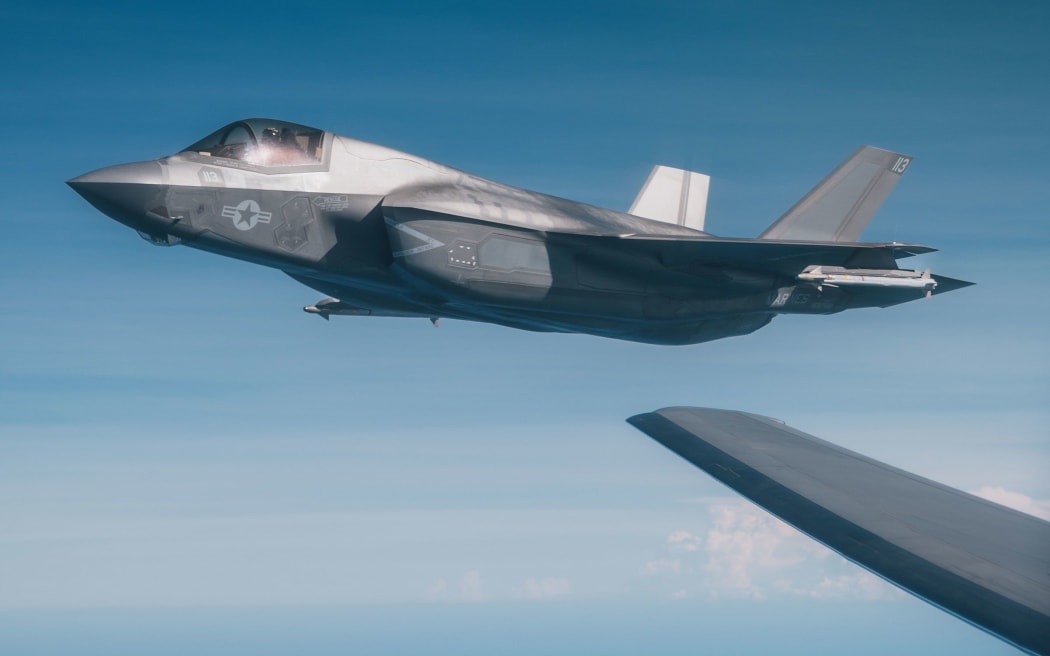 A US Marine Corps F-35B Lightning II aircraft conducts routine flying operations in the U.S. Southern Command area of responsibility, Oct. 28, 2025.