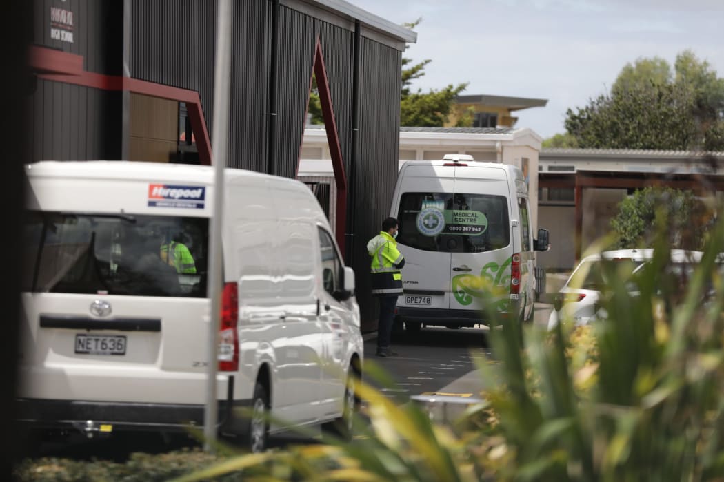 Security ramps up ahead of Covid-19 testing at Papatoetoe High School on 23 February.
