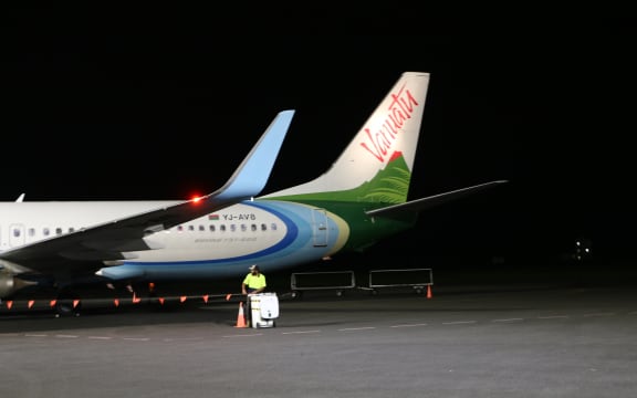 Air Vanuatu plane at night. 19 August 2023