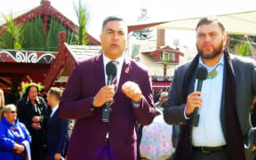 Julian Wilcox hosting part of the live coverage from Turangawaewae marae on Thursday.