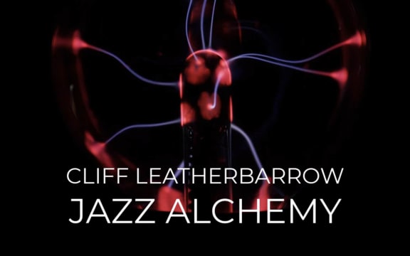 A red plasma globe as the background to the album cover for Jazz Alchemy by Cliff Leatherbarrow