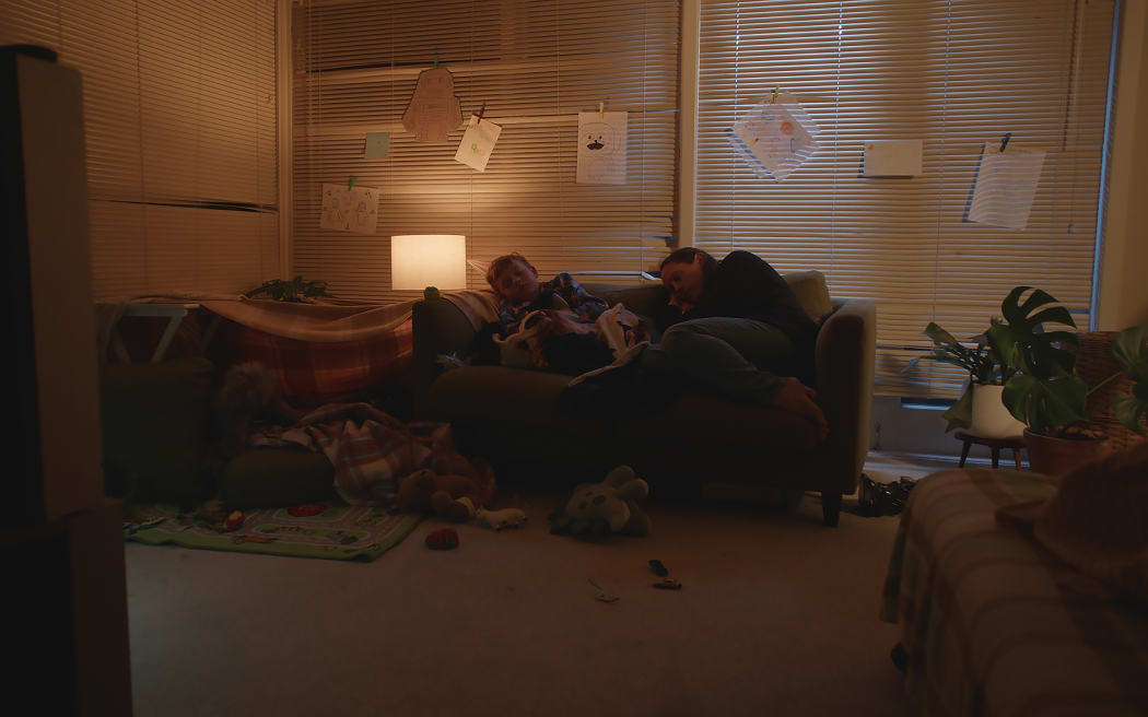 Jett Iles (Ethan), left. Marion Prebble (Aunt Olivia), right.