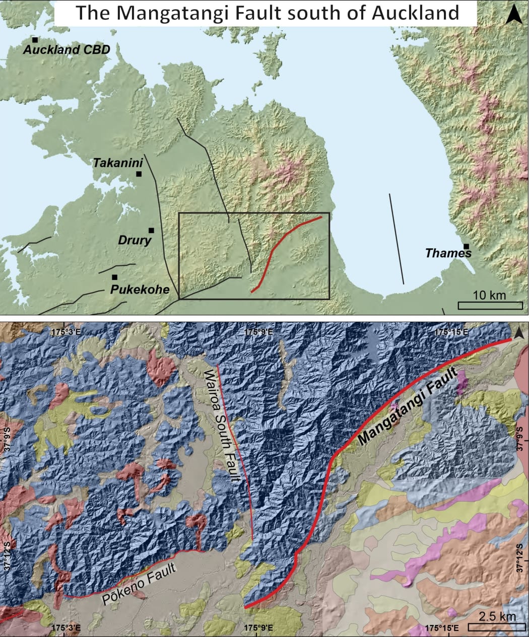 Mangatangi Fault near the Hunua Ranges in South Auckland.