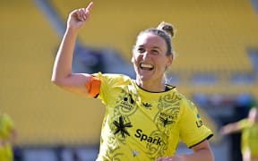Annalie Longo of the Phoenix celebrates after scoring a goal during the A League Women - Wellington Phoenix v Brisbane Roar at Sky Stadium, Wellington, New Zealand on Saturday 4 November 2023
Copyright photo: Masanori Udagawa /  www.photosport.nz