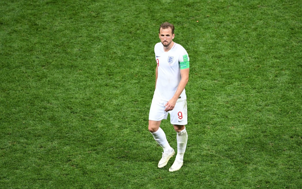 England's Harry Kane walks off the field after the team's semi-final loss to Croatia.
