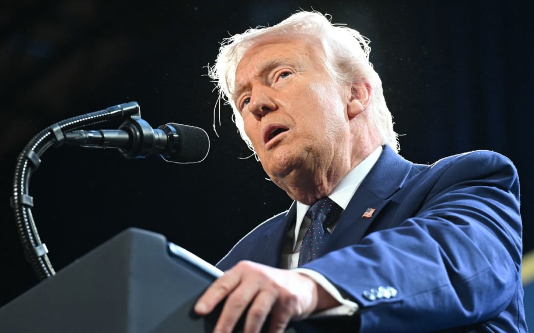US President Donald Trump speaks during a press conference at Trump National Doral in Miami, Florida, on 9 March, 2026.
