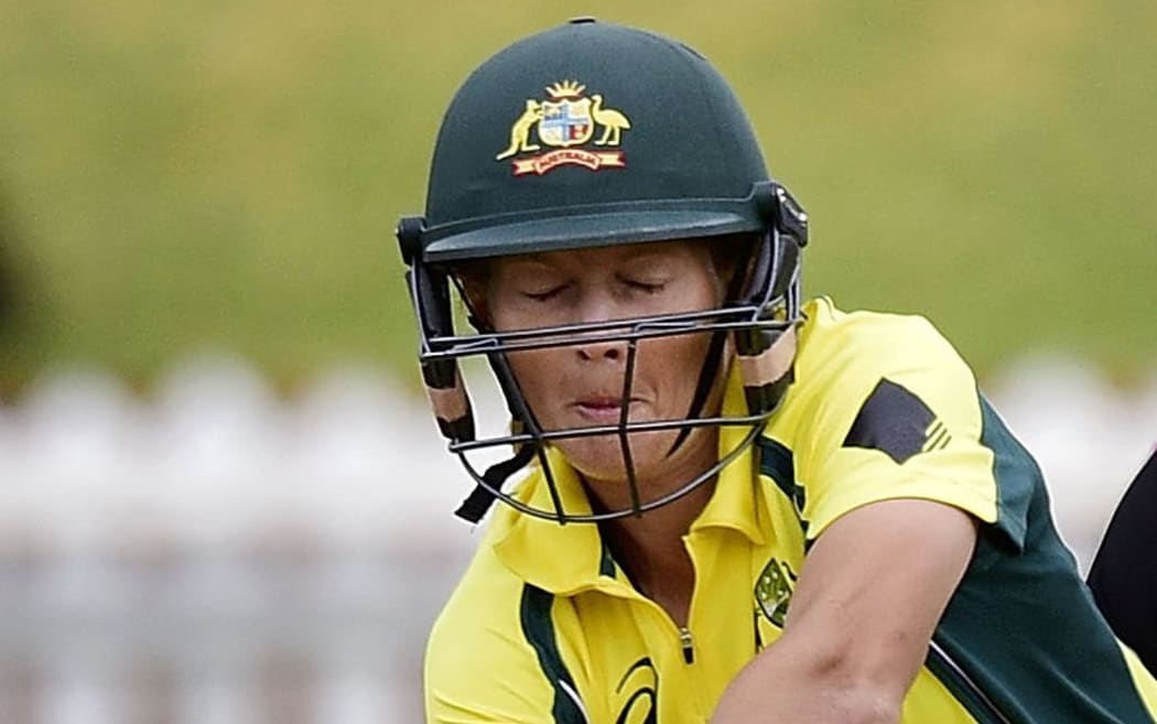 Australia's Meg Lanning plays a shot.