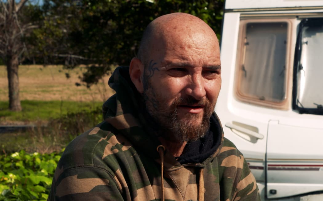 Zane Rowe, who is camping at the abandoned Gulf Harbour Country Club.