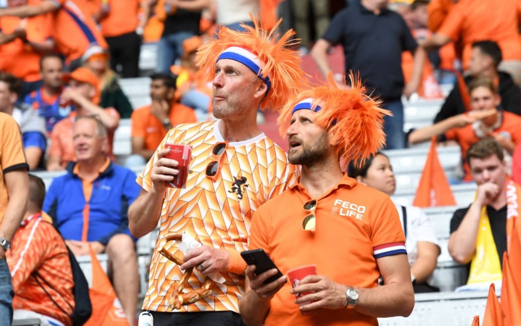 MUNICH, GERMANY - JULY 2: Fans of Netherlands during the UEFA EURO 2024 round of 16 match between Romania and Netherlands at Munich Football Arena on July 2, 2024 in Munich, Germany.240702_SEPA_24_034 - 20240702_PD11916 (Photo by Franz Kirchmayr / APA-PictureDesk / APA-PictureDesk via AFP)