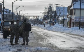 US National Guard assist in recovery efforts after a record winter storm in Buffalo, New York, on 28 December, 2022.