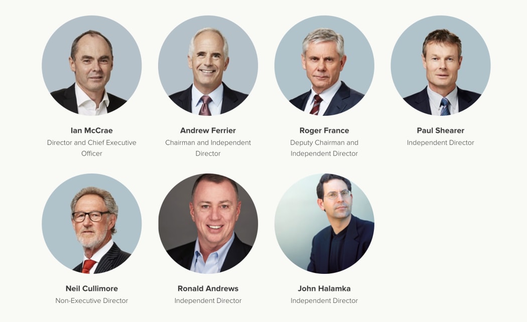 An example of an all-male board, Orion Health Group.