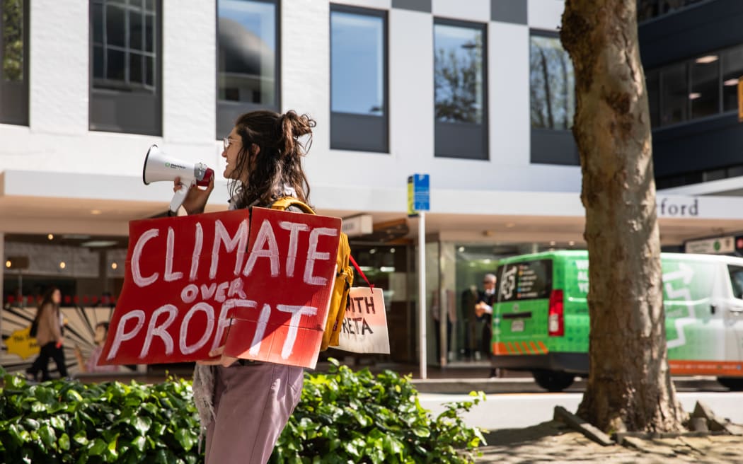 Climate protesters in Wellington, 30 September 2024.