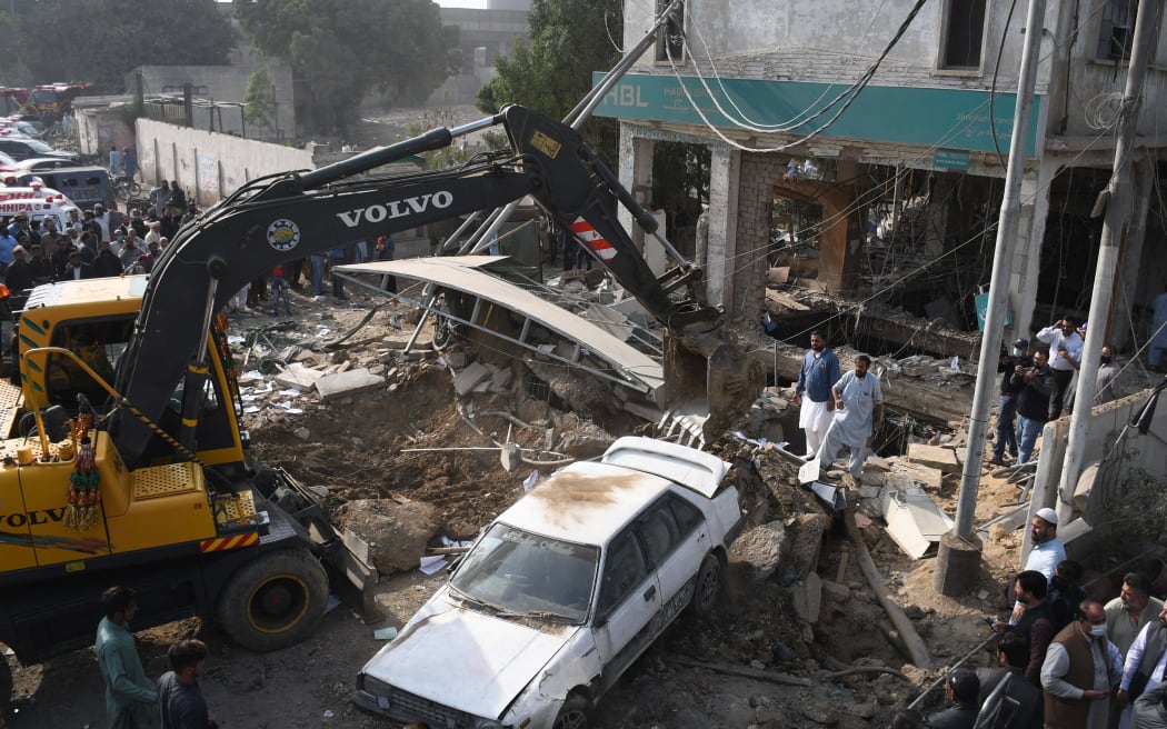 KARACHI, PAKISTAN - DECEMBER 18: A view of the site after an explosion in Karachi, Pakistan on December 18, 2021.