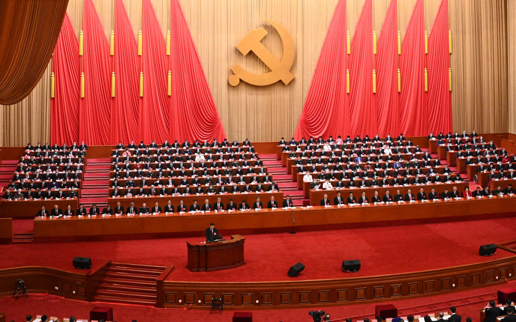 China's President Xi Jinping speaks during the opening session of the 20th Chinese Communist Party's Congress at the Great Hall of the People in Beijing on October 16, 2022.