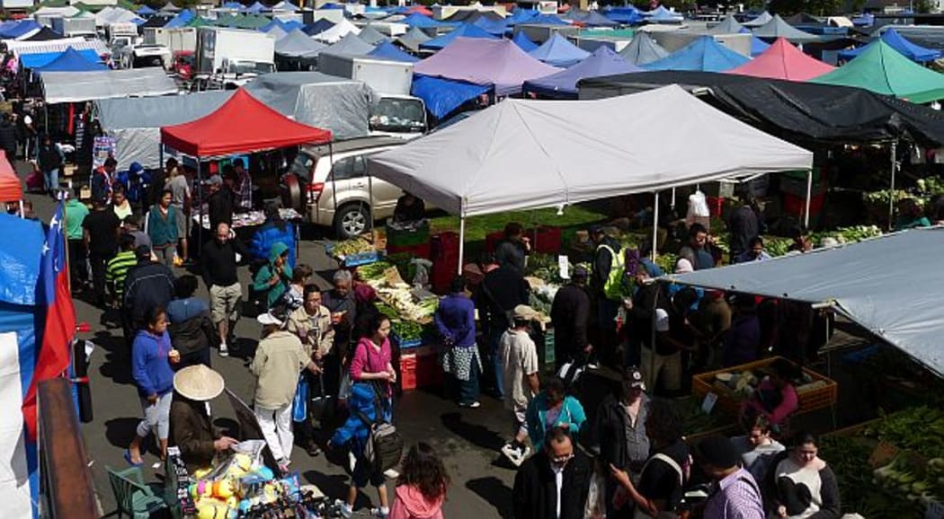 Auckland's Avondale Market creates a tent city on a bright sunny day
