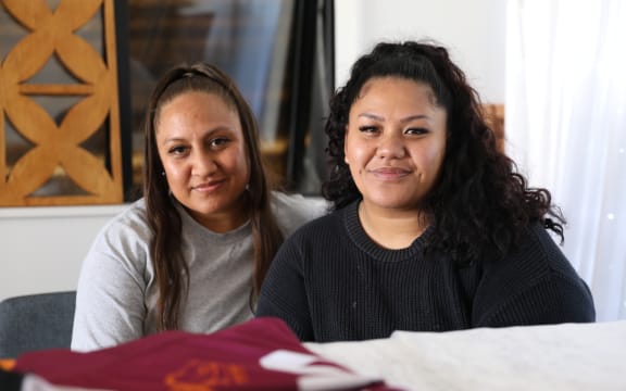 Lubica Matiasi (left), Fa'asala Sam Matue's first cousin, and Whitney Matue, his eldest niece.