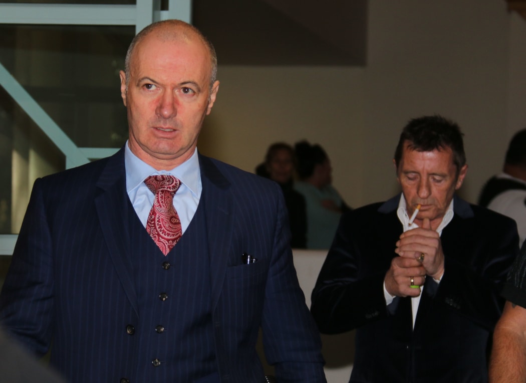 Phil Rudd with his lawyer Craig Tuck.