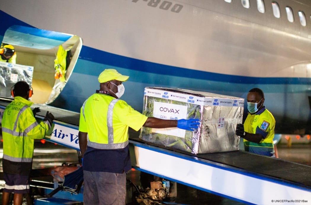 The vaccines from UNICEF arrive in Port Vila.
