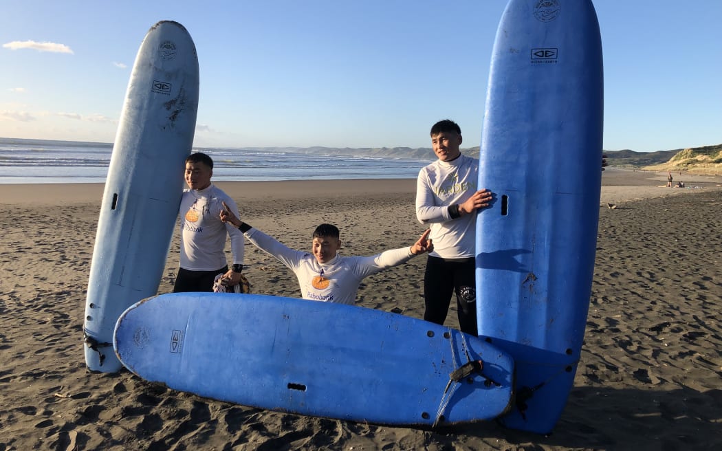 Budee, Baaska and Ama at Surfing for Farmers in Raglan last month