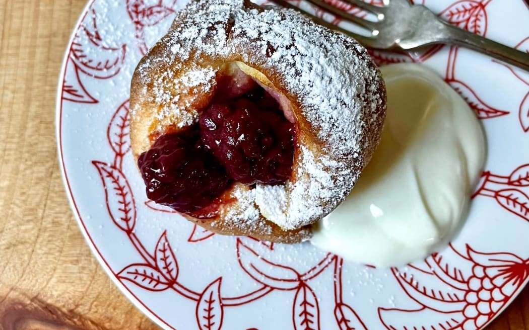 Dutch baby pancake with berries and Greek yoghurt