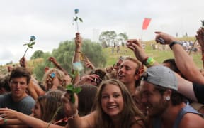Revellers at the 2016/7 Rhythm and Vines music festival in Gisborne