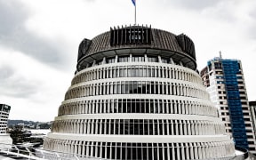 The top floors of the Beehive as seen from the roof of Parliament House.