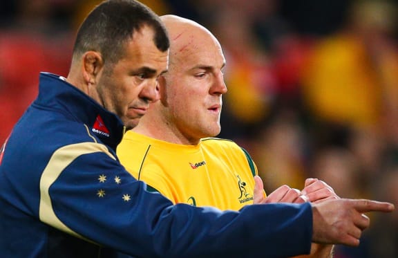Wallabies coach Michael Cheika (left) and skipper Stephen Moore