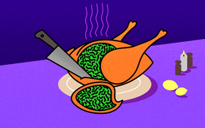 Animation of cooked chicken