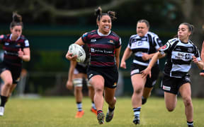 Martha Mataele of Canterbury during the Farah Palmer Cup rugby match semi-final against Hawke's Bay.