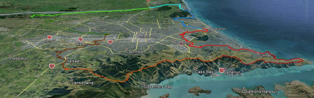 A map show the new 360 trail through Christchurch
