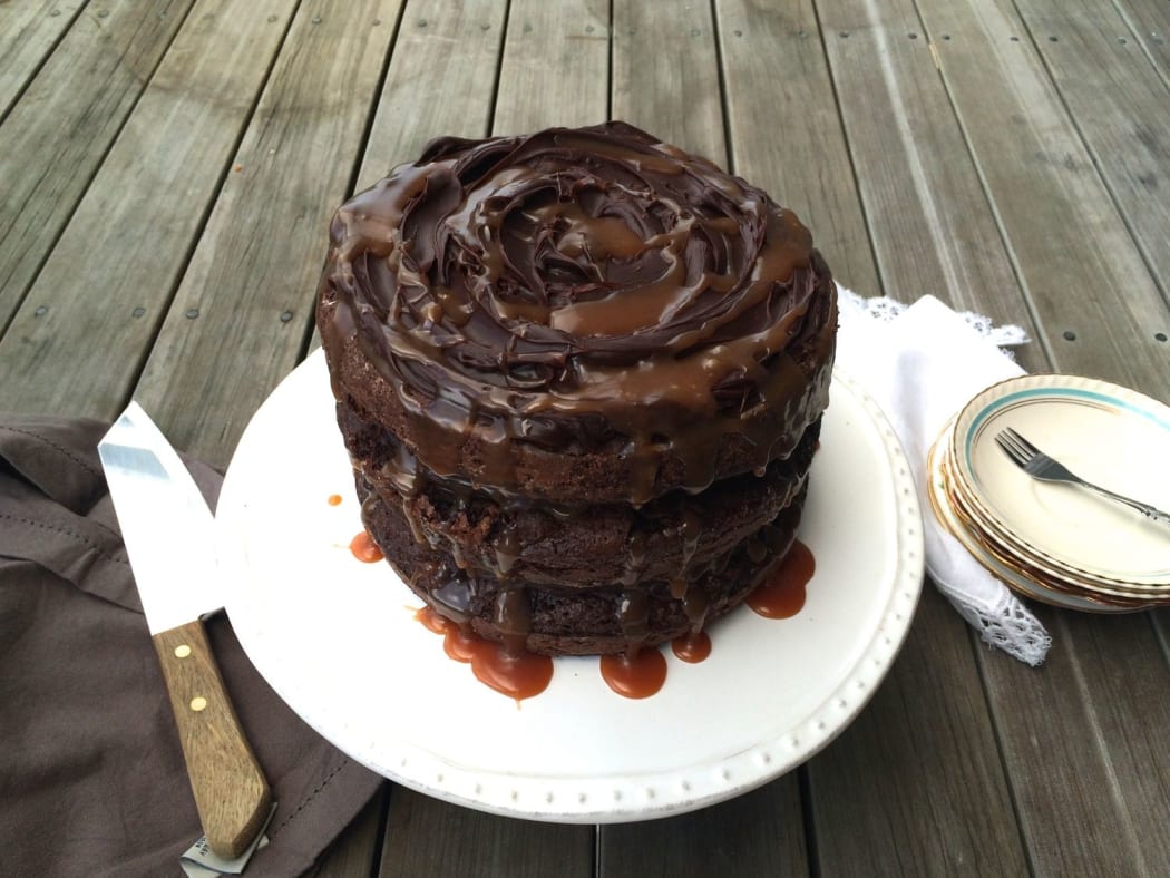 Chocolate, Beetroot and Salted Caramel Cake