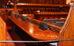 The press bench in court room one.