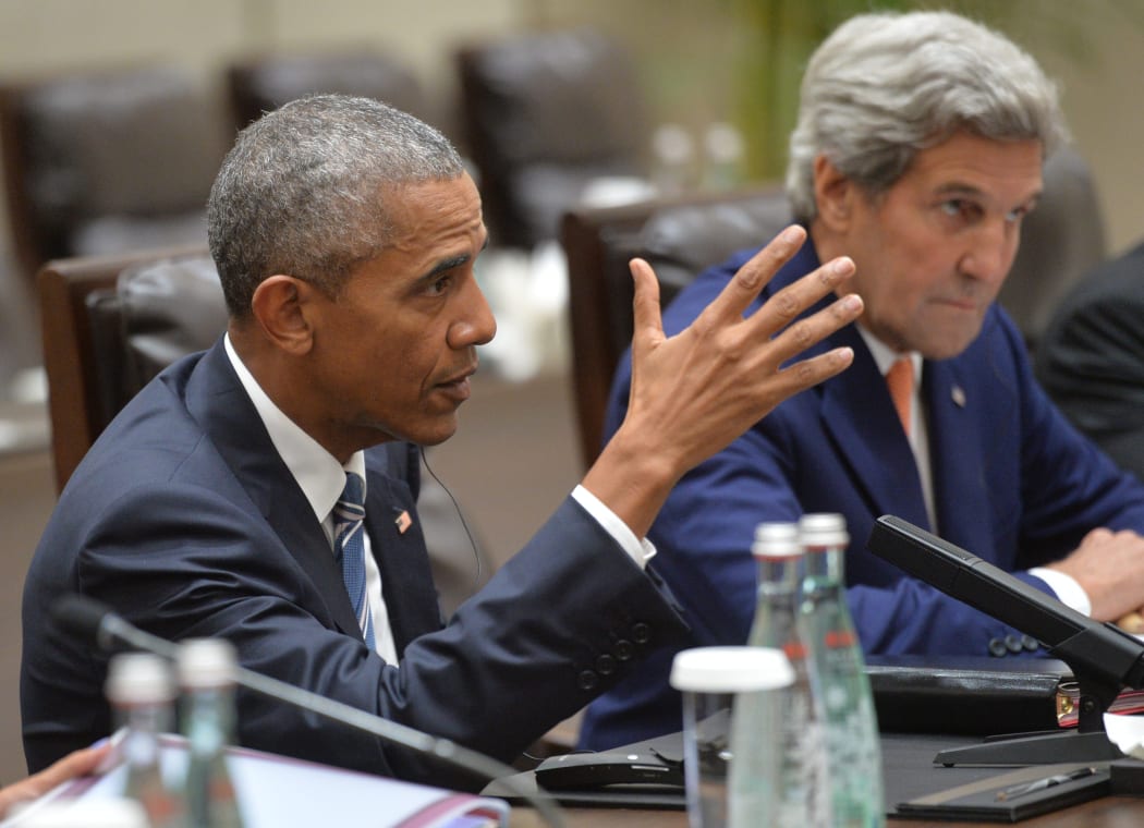 US President Barack Obama and US Secretary of State John Kerry