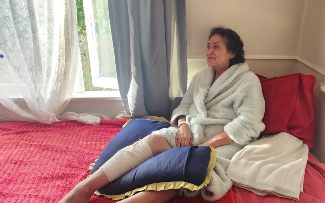 RGP 27Mar25 - Gina Peiffer is nursing a badly bruised shin and foot after an alleged assault at her home as she prepared to open the Rotorua Whakaora free food service.Photo / Kelly Makiha