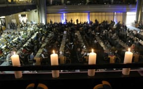 Candles lit as a tribute to the victims of Ethiopian Airlines crashed plane at the United Nations Environment Assembly, in Nairobi.