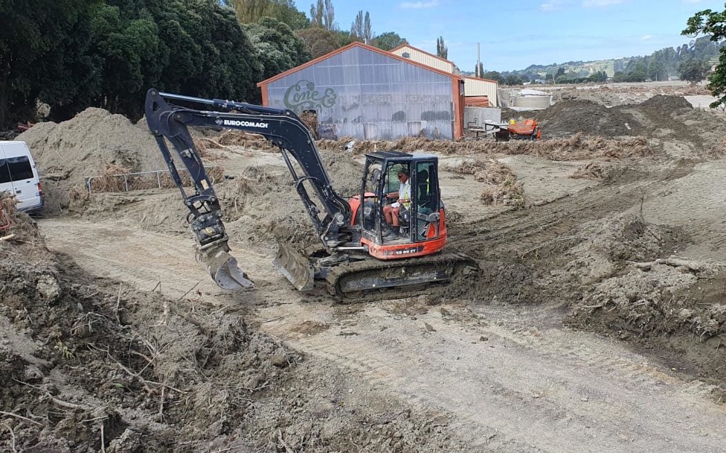 Digging out at Petane wines and Zeelandt brewery by the Esk River on Wednesday.
