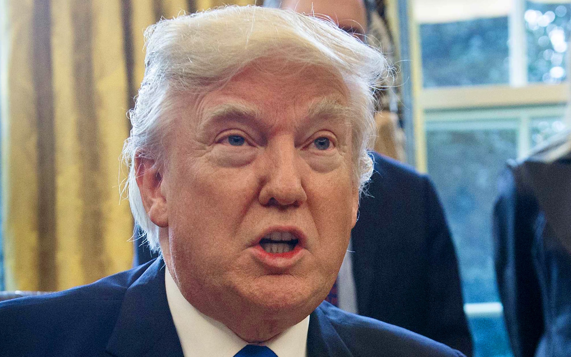 President Donald Trump before signing an executive order reviving the construction of two controversial oil pipelines.