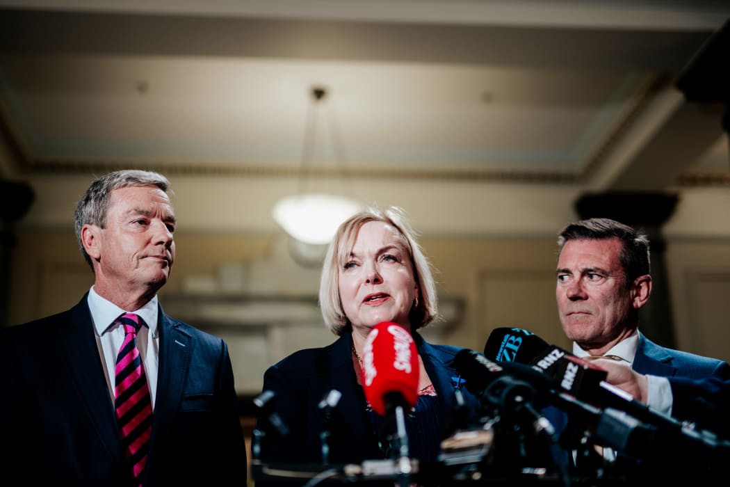 National Party's Andrew Bayly, Judith Collins and Michael Woodhouse.
