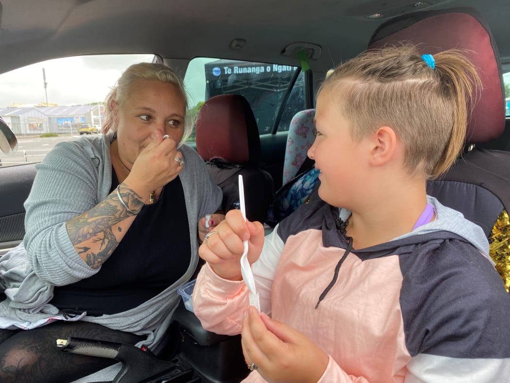 Shay Gillan and her daughter Skye had their saliva tested for Covid-19 in Eltham.