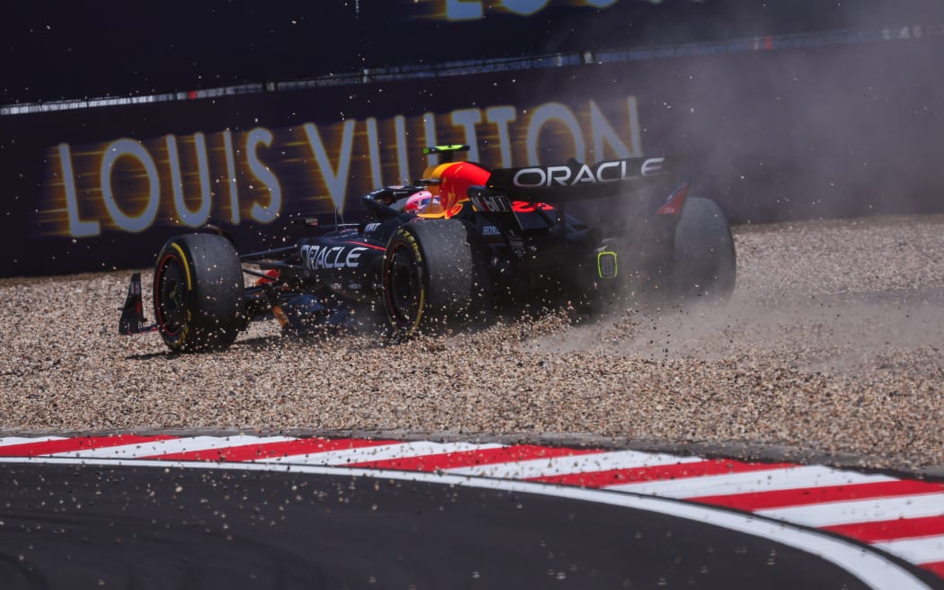 Red Bull driver Liam Lawson goes off the track, 2025 Chinese Grand Prix.