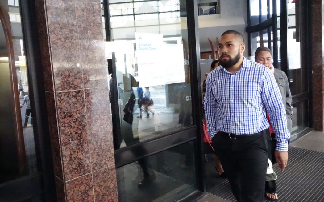 Not guilty: Siua Moala, brother of Auckland Blues winger George Moala, walks out of the Auckland District Court.
