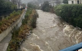 Waters of Leith in flood in Dunedin